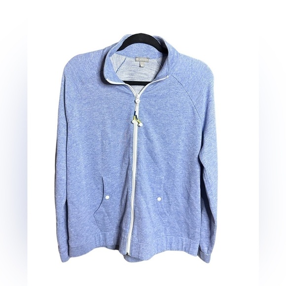 T by Talbots Heathered Blue Slub Terry Jacket Size: L - Picture 3 of 6